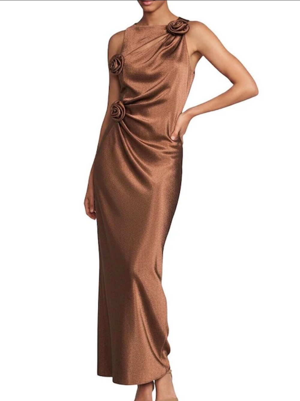 Gianni Bini Cheyanne Satin 3D Rosettes Slip Dress